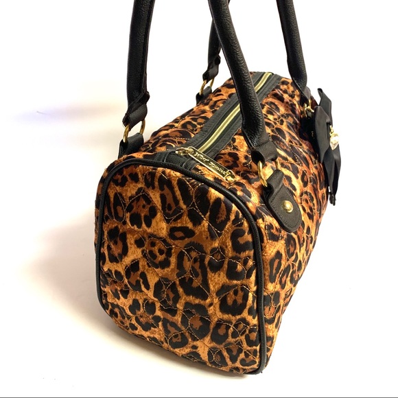 Betsy Johnson Leopard Bow Rhinestone Satchel Bag - Picture 2 of 7